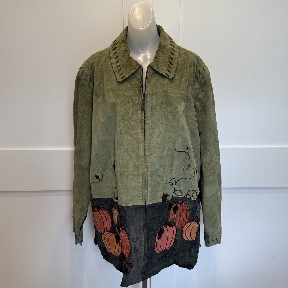 Vintage Quacker Factory Suede Leather Pumpkin‎ Jacket Halloween Womens 1X